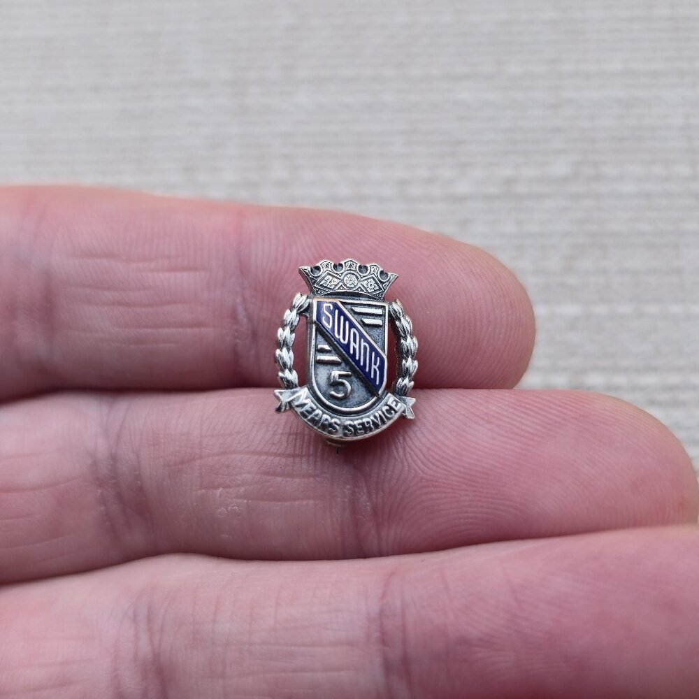 Sterling Silver Swank 5 Years Service Pin Brooch A5755